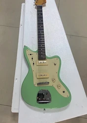 Manufacturer direct, high-end custom jaguar electric guitar, light green body, P90 pickup, chrome plated accessories, free sh