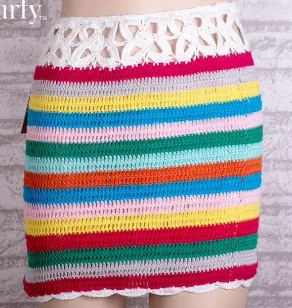 

Crochet Skirt Women Colorful Summer Short Sweater Dress Sandbeach