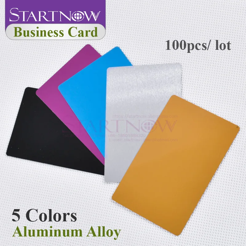 100pcs/lot Multicolor Business Card Smooth Blank Name Cards Aluminium Alloy Metal Sheet Debugging Laser Engraved Marking Machine