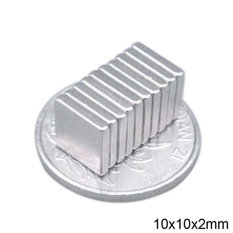 20/50/100/200/500pcs F 10x10x2mm N35 mocny kwadratowy NdFeB magnes ziem rzadkich 10*10*2mm magnesy neodymowe 10mm x 10mm x 2mm