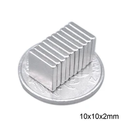 20/50/100/200/500pcs F 10x10x2mm N35 mocny kwadratowy NdFeB magnes ziem rzadkich 10*10*2mm magnesy neodymowe 10mm x 10mm x 2mm