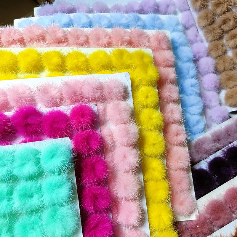 Pack of 80 Pieces of 30 Mm Colorful Mink Pompoms 3Cm Fluffy Pompoms for Headwear Earrings Keychains Diy Craft Supplies Materials