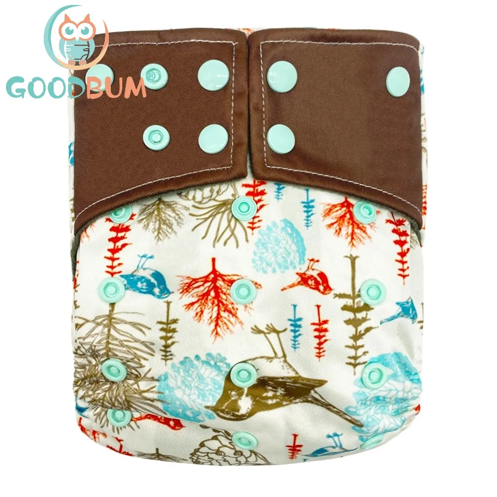 

Goodbum New Forest And Birds Print Washable Reusable Cloth Nappy Adjustable Bamboo Charcoal 3-15KG Baby Diaper