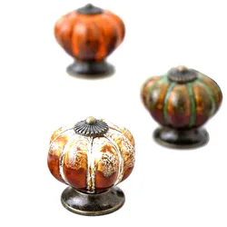 1Pc Pumpkin Knob Ceramic Knobs Dresser Knob Drawer Cabinet Handle Pulls Kitchen Cupboard Knob Door Pulls Furniture Hardware