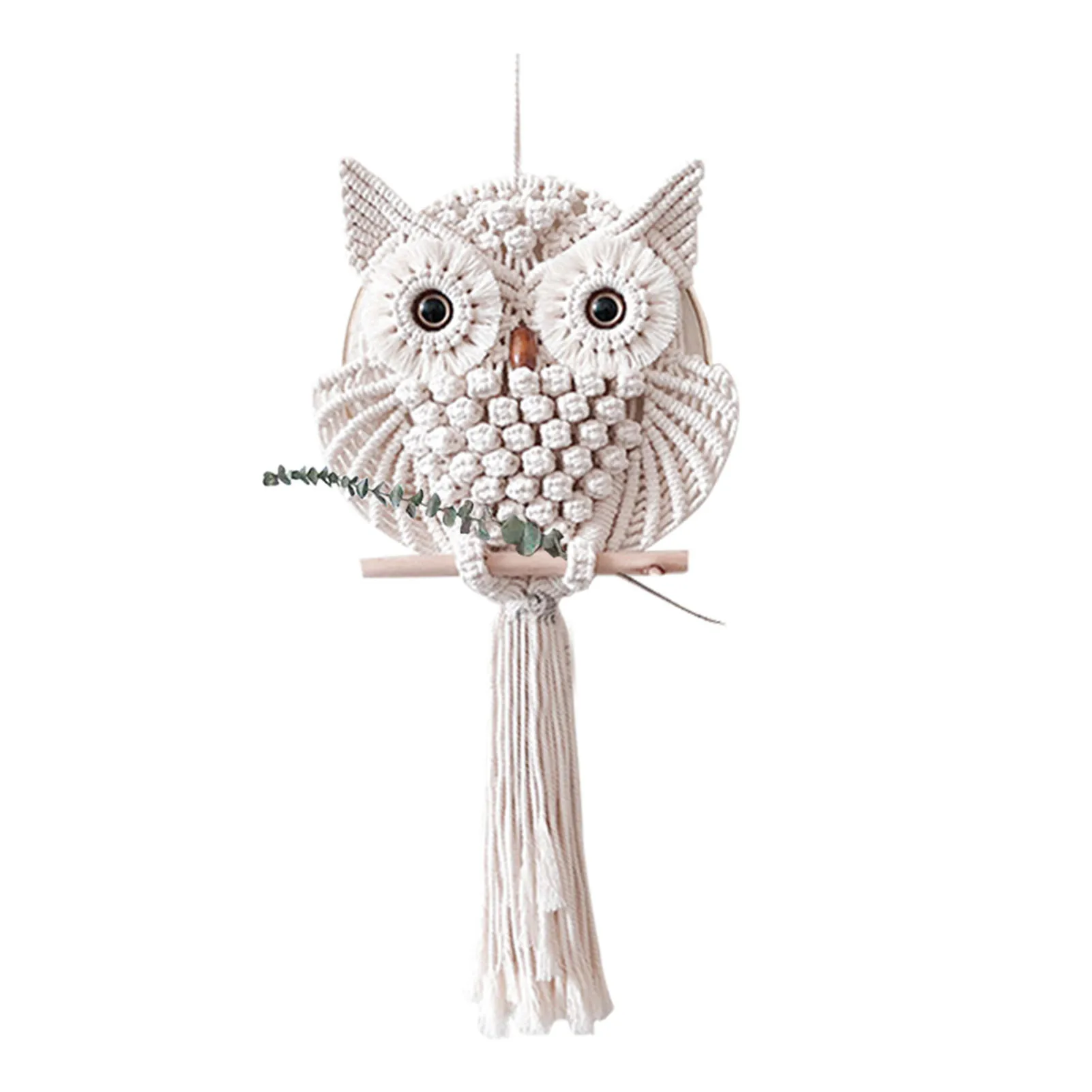 

Owls Dream Catchers Cotton Macrame Wall Hanging Macrame Decor Artificial eye owl tapestry hand-woven material home wall decor