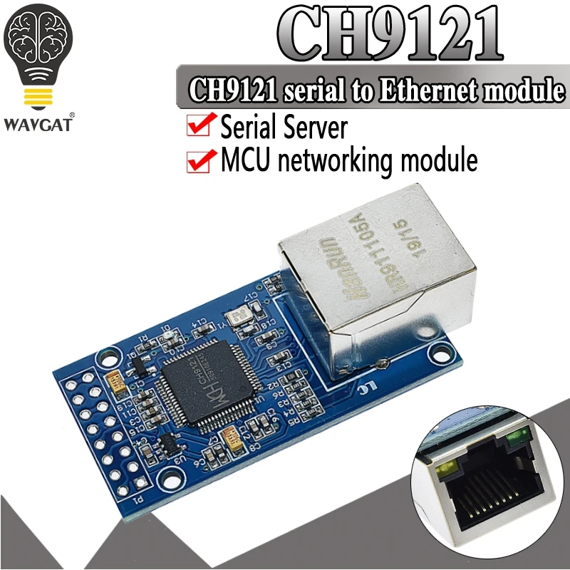 CH9121 UART Port szeregowy na sieć Ethernet moduł TTL moduł transmitujący mikrokontroler przemysłowy STM32 tcp/ip 51 3.3V 5V
