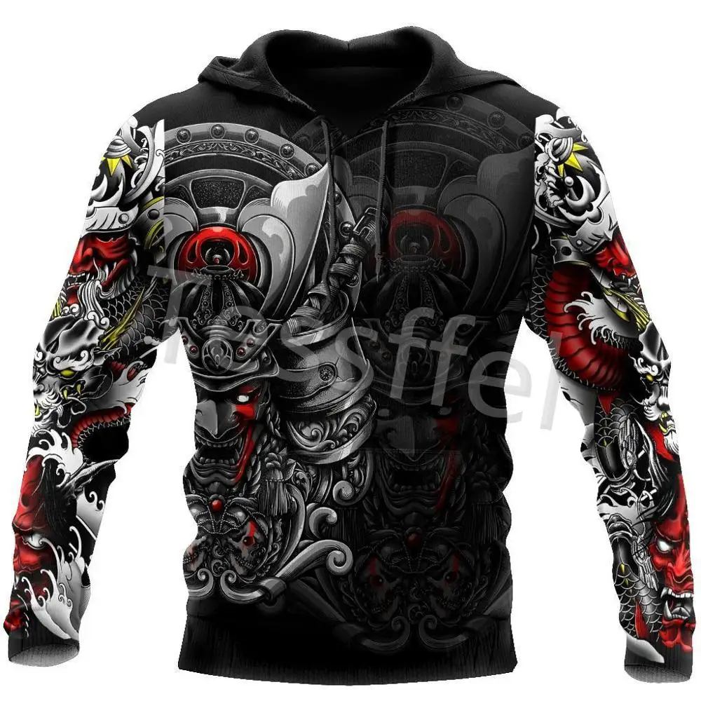 Tessffel Japan Samurai Tattoo 3D Printed New Men's Sweatshirt Harajuku Zipper Hoodie Casual Unisex Jacket Pullover Style-10