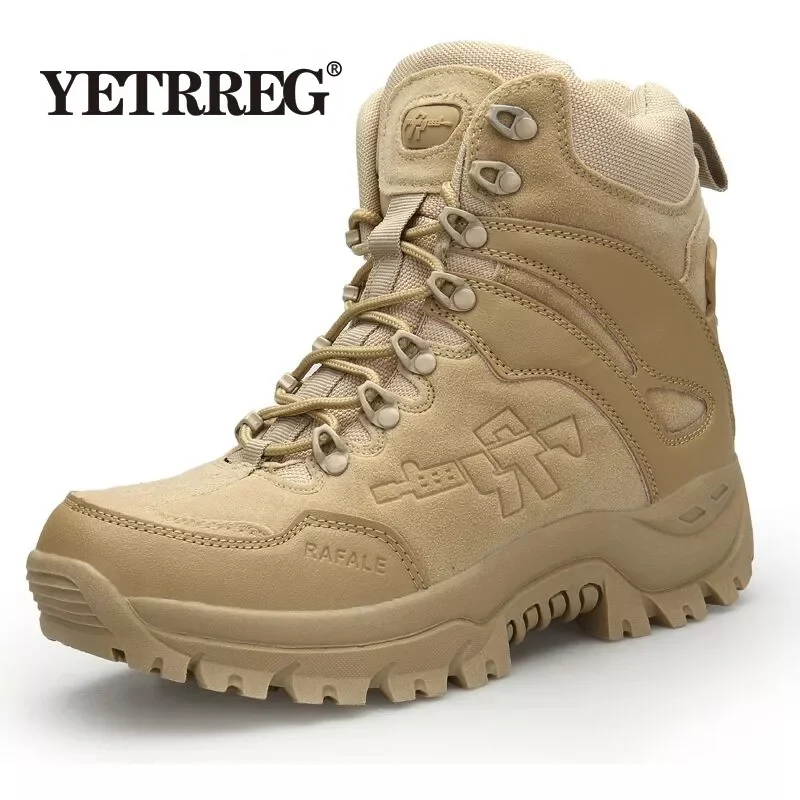 Vancat Big Size 39-46 Desert Tactical Mens Boots Wear-resisting Army Boots Men Waterproof Outdoor Hiking Men Combat Ankle Boots