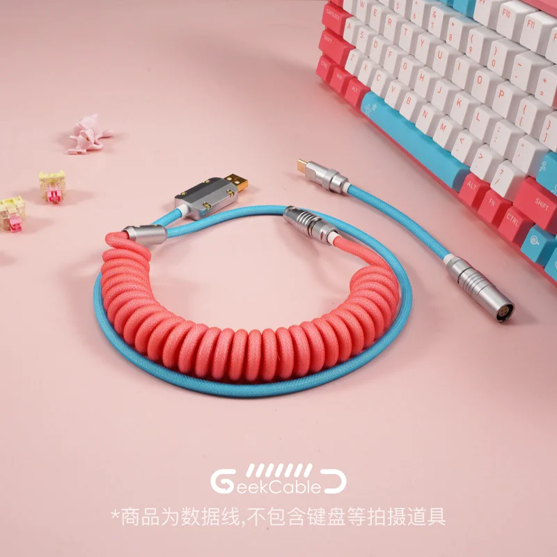 GeekCable Handmade Mechanical Keyboard Cable Theme Cable For IQUNIX F96 Colorful Summer Peach Milkshake Colorway Line