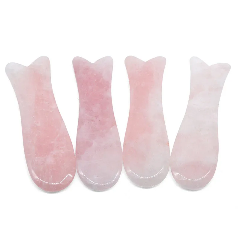 Tablero de piedra Gua sha de cuarzo rosa Natural, rascador Gua Sha, herramienta de masaje facial para cara, cuello, espalda y cuerpo