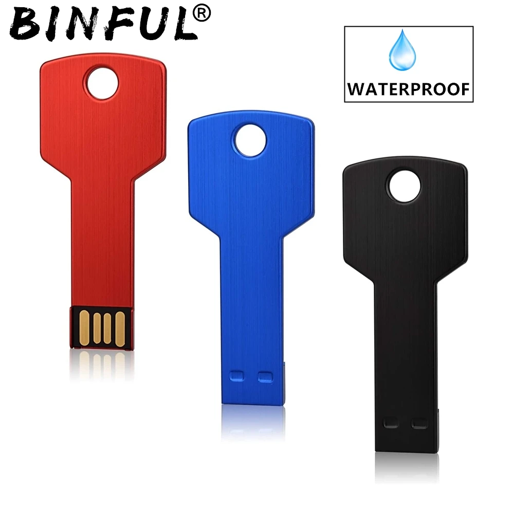 new BINFUL fast Color key pen drive 128GB flash usb memory 8GB metal pendrive 16G 32G Key usb flash drives 64G cle usb stick pen