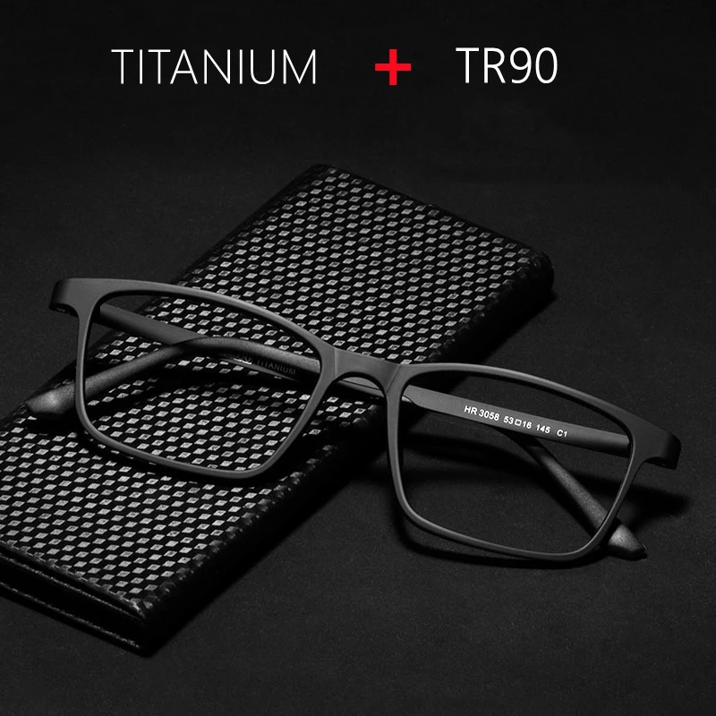 New Woman Comfortable Titanium Alloy Frame TR90 Men Square Myopia Glasses Frame Anti-Blue light Optical Prescription Frame