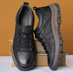 Brand New Men Casual Shoes Spring Split Leather Thick Buttom Wear-resistant Shoes British Style Men's Fashion Sneaker Shoe