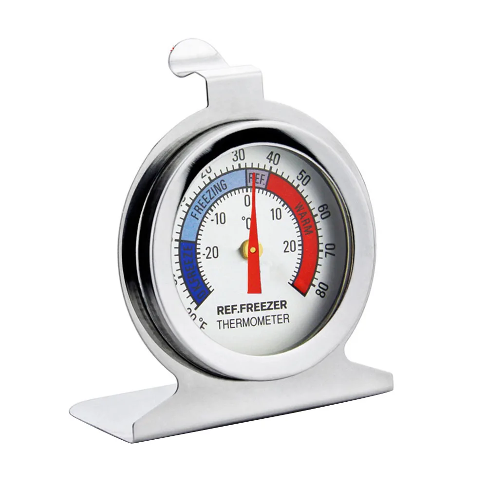 Refrigerator Freezer Thermometer Fridge Refrigeration Temperature Gauge Home Stainless Steel Temp Stand Dial Type -20 to 20°C