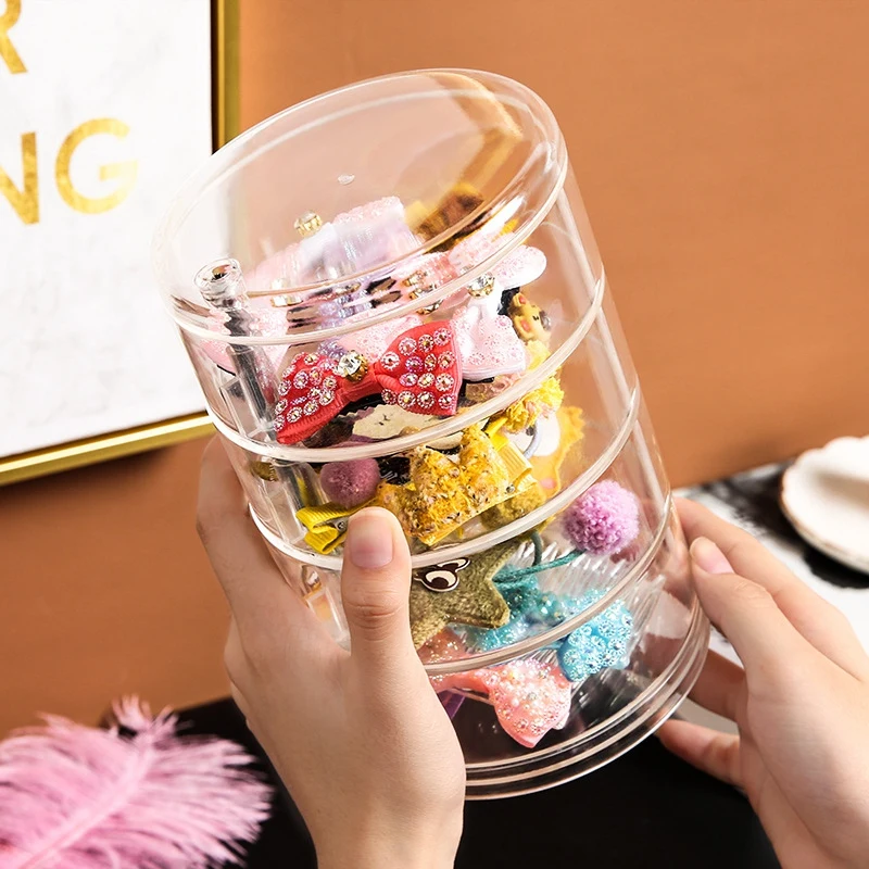 

Hairpin Head Rope Jewelry Rubber Band Storage Box Transparent Box Rotation Children's Hair Accessories Storage Box