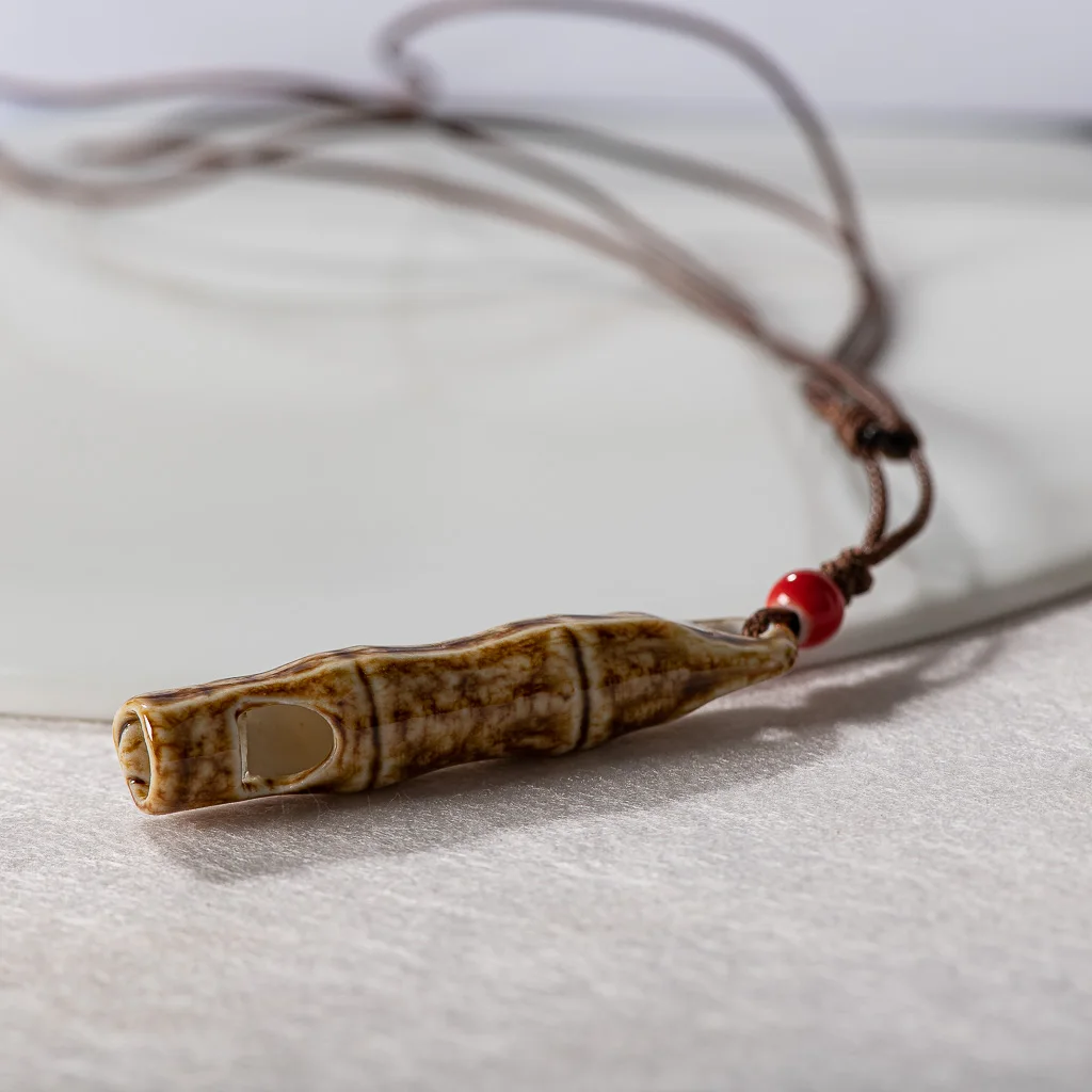 Ceramic Bamboo necklace with Whistle Pendant Children Gift retro accessory jewelry #FY528