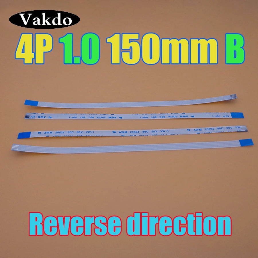 2-500pcs/lot 4pin New FFC FPC flat flexible cable 1.0mm pitch 4 pin Reverse Length 150mm Width 5mm Ribbon Flex Cable type B