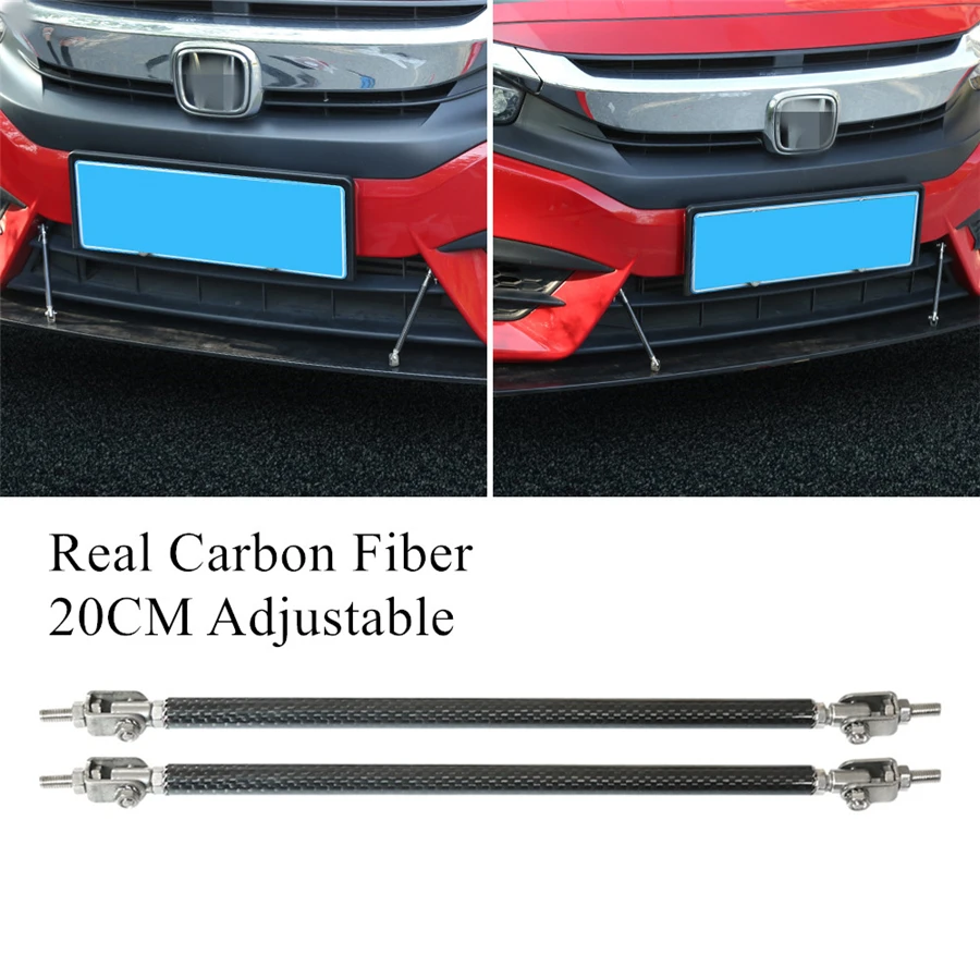 20cm Carbon Fiber Adjustable Car Bumper Lip Splitter Strut Rod Tie Holder Post