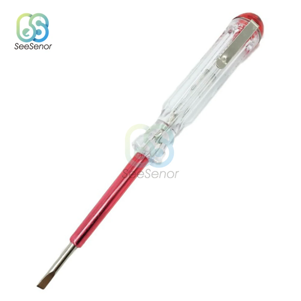 10PCS/Lot AC 100-500V Voltage Indicator Slotted Screwdriver Electric Test Pen Tools Voltage Tester With Indicator Light