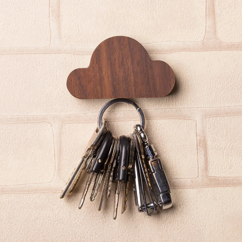 2PC Wooden Cloud Magnetism Hanger For Keys Multifunctional Magnetic Feed Vintage Home Decor Coat Hooks RacksDecor Accessories