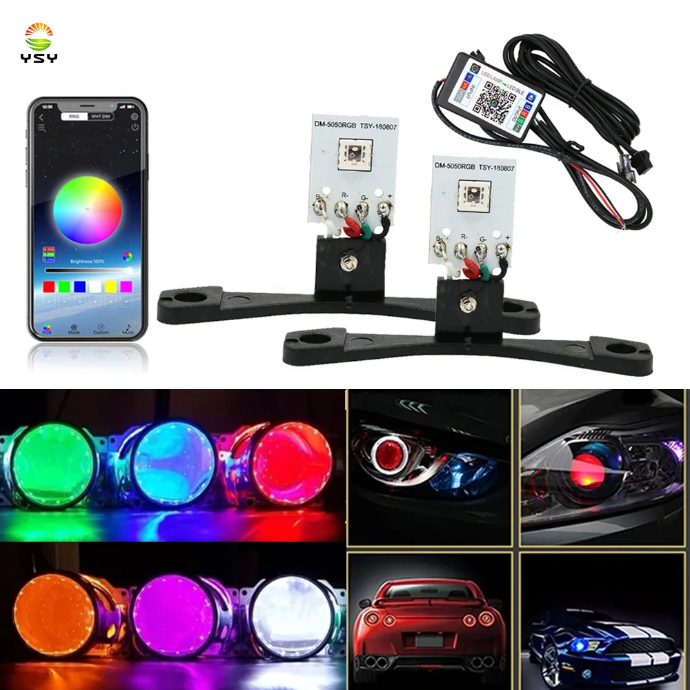 

YSY Demon Eyes LED Bluetooth APP RGB Evil Devil Eye 5050 Car Motorcycle Headlights For 2.8 Inch BI Xenon Projector Lens 1Set