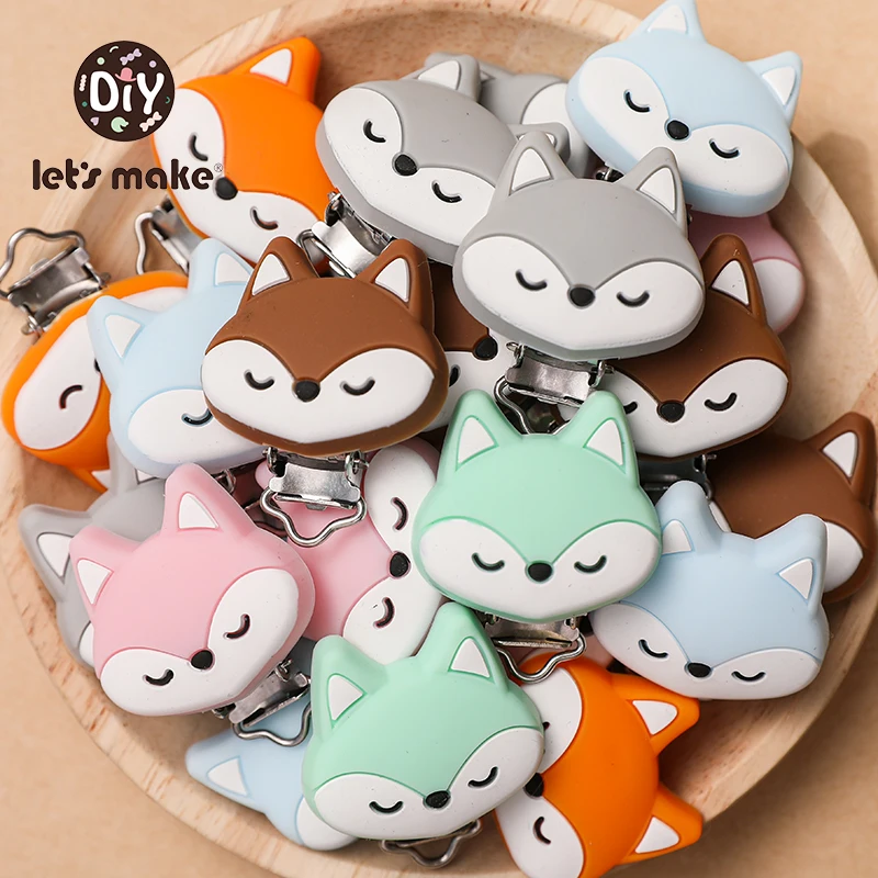 let's make Fox Silicone Pacifier Clip 3 Pcs/Set Of Pacifier Clip BPA-Free Silicone Dummy Baby Pacifier Chain DIY Accessories