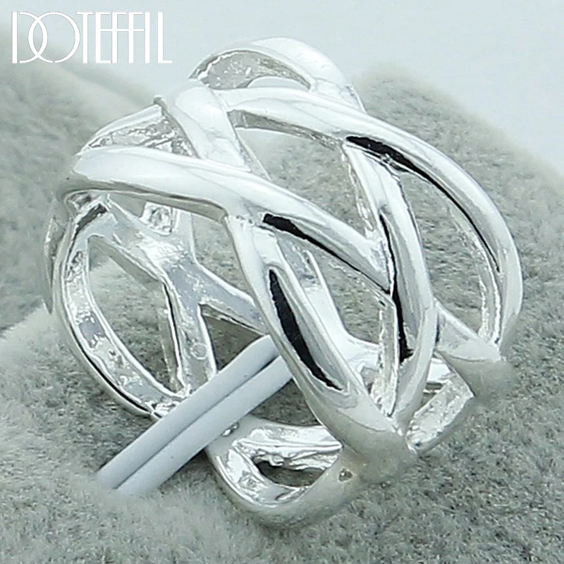 DOTEFFIL 925 Sterling Silver Cross Intertwined Ring For Women Wedding Engagement Party Fashion Charm Jewelry