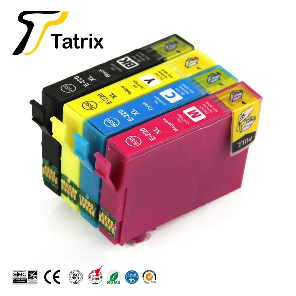 Cartucho de tinta Compatible con Tatrix Epson T220 XL para Epson WorkForce WF 2650 WF-2630 WF-2660 WF-2750 WF-2760 XP-320 XP-420 XP-424