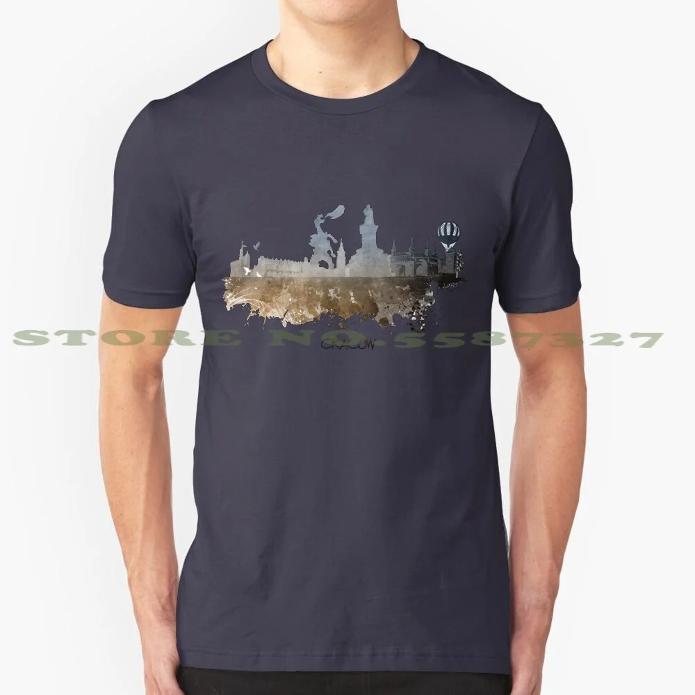 Cracow-Camiseta de algodón puro para mujer, camisa con diseño de Skyline de Polonia, con silueta de Europa, paisaje, ciudad urbana, 100%