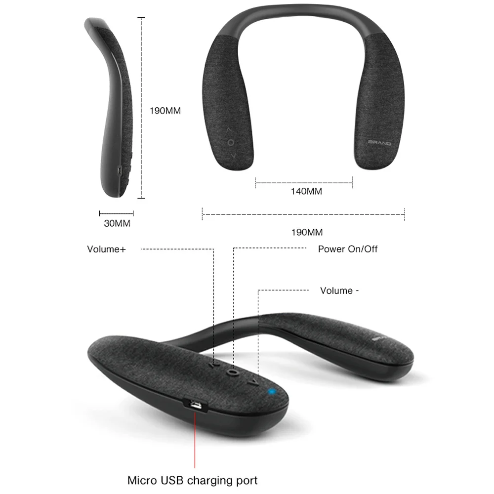 Bluetooth 5.0 Chất Liệu Vải Cổ Loa Tích Hợp Mic Loa Siêu Trầm 3D Âm Thanh Stereo Hộp Tản Nhiệt Thụ Động Cho Game âm Nhạc