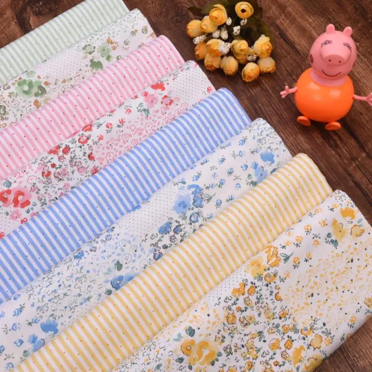 Yellow Pink Blue Flower Cotton Twill Fabric DIY Sewing For Baby Patchwork Quilting Handmade Textile Bedding Blanket Sheets Tilda