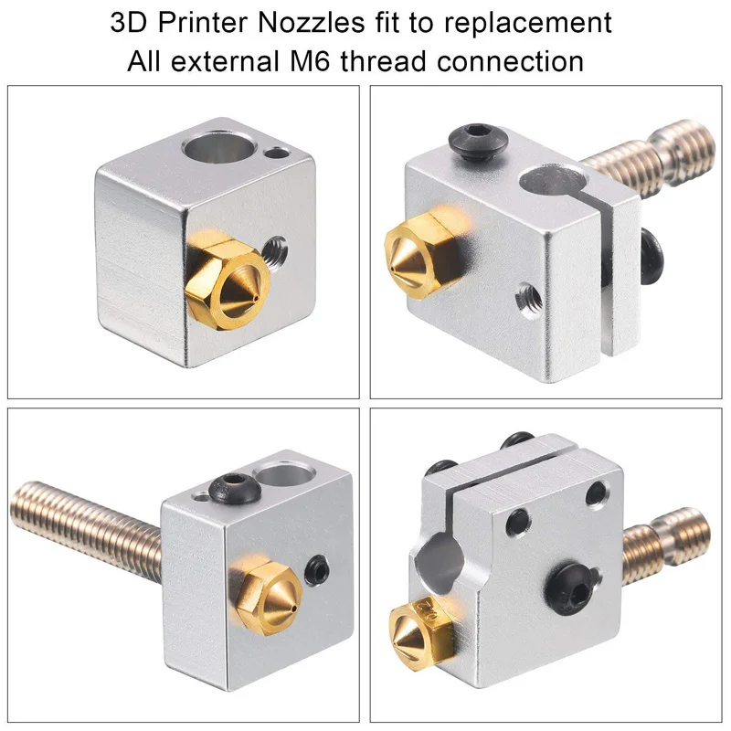 5 Stks/partij 3D Printer Onderdelen V5 V6 M6 Nozzle 0.2 0.25 0.3Mm 0.35 0.4Mm 0.5 0.6 0.8 1.0 deel Koper 1.75Mm Filament M6 Schroefdraad Bras