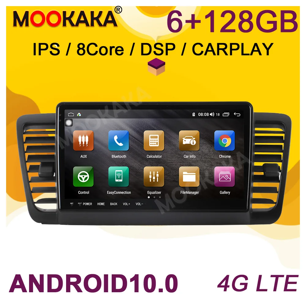 IPS Android 10.0 6+128G Car GPS Navigation For Subaru Legacy 2003-2009 Radio Auto Stereo Multimedia Player Head Unit DSP Carplay