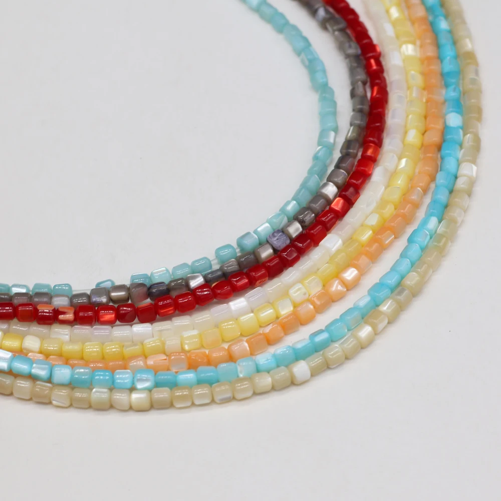 Natural Shell Small Beaded Cylindrical Seawater Shell Loose Beads for Making DIY Jewelry Necklace Bracelet Accessories 3.5x3.5mm