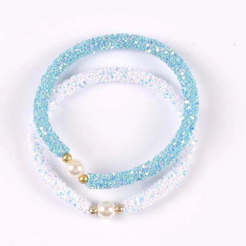 2pcs Cute Sequins and pearls White and pink Children\'s sweater bracelet for children gift cp2723