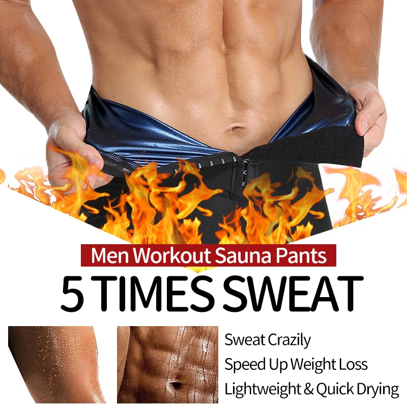 Mens Body Shaper Abdomen Reducer Thermo Sauna Sweat Pants Waist Trainer Fat Burning Male Shapewear Fitness Leggings Leg Slimmer