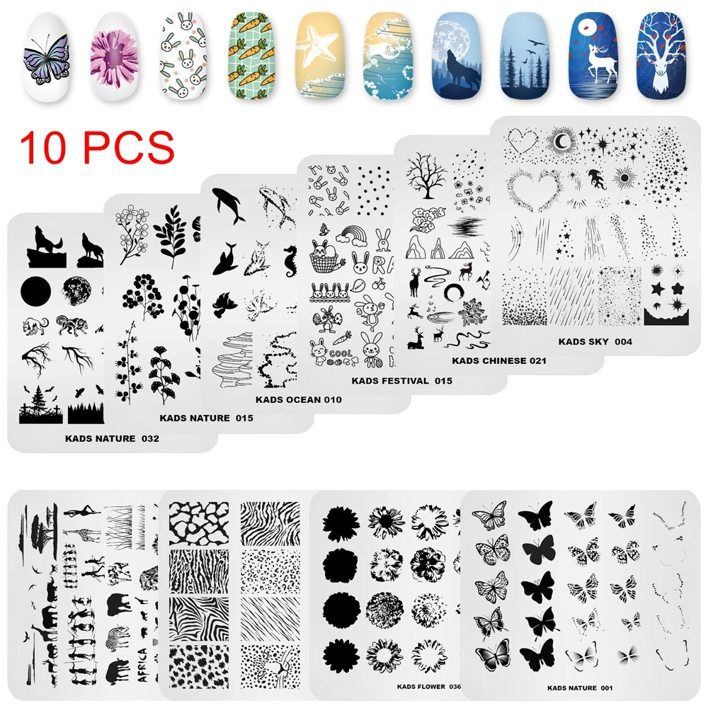 KADS-Prego Stamping Plates Set, Nail Art Plate, Stencil Leaf Stamp, Molde, chinês, novo, 20 pcs, 5pcs, 2021