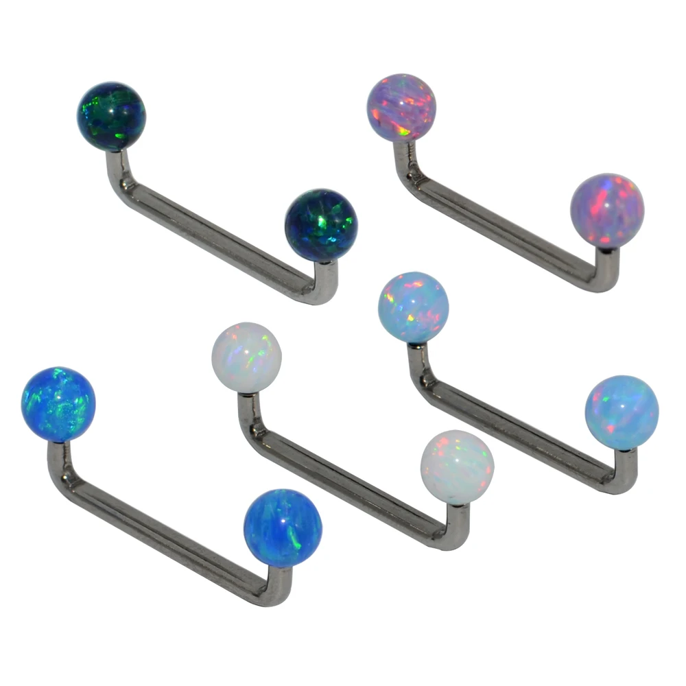 1PC G23 Titanium&Opal Round Ball Surface Internally Thread Barbell Piercing 14G steel Micro Dermal Anchor PiercinngJewelry image 3