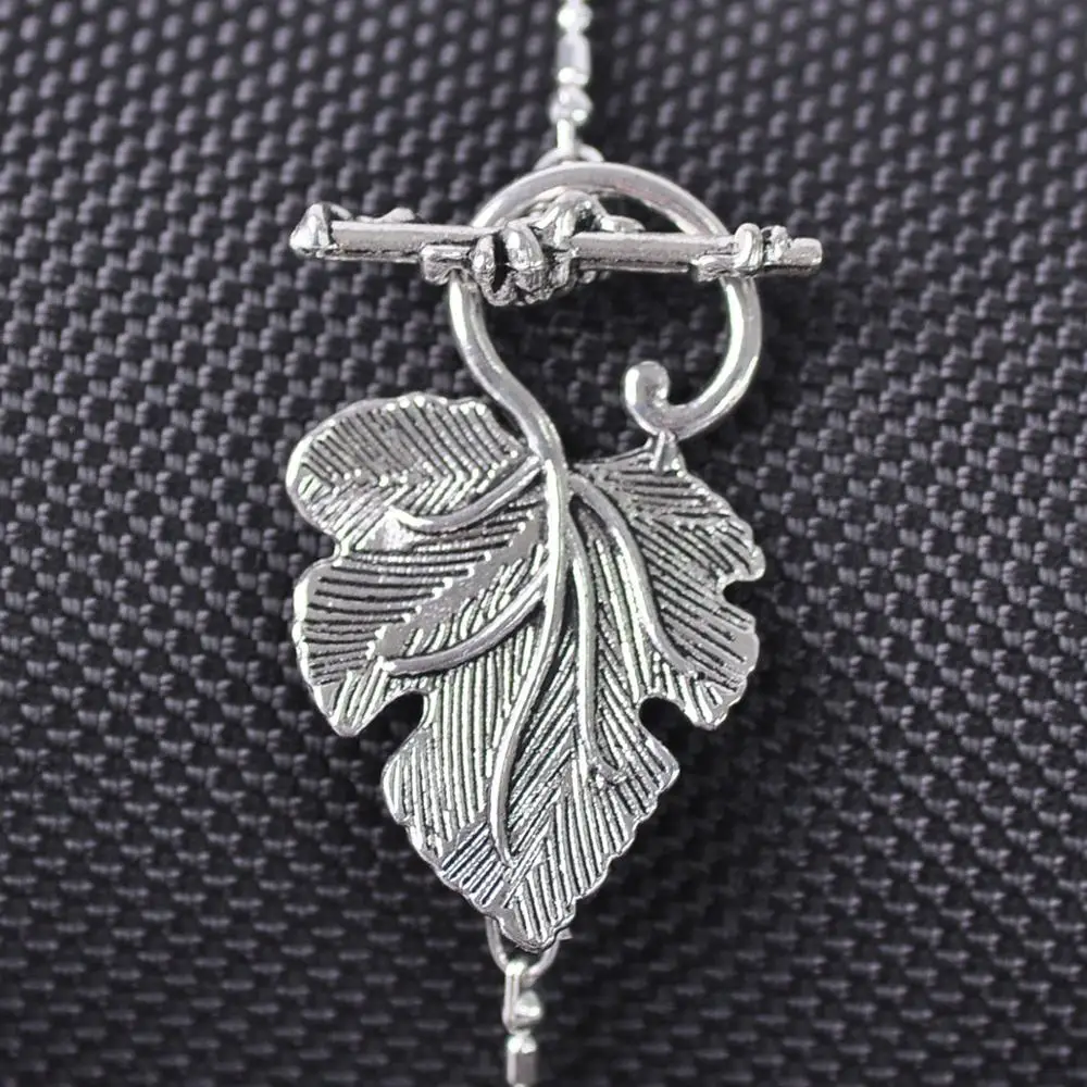5 zestawów 37x23mm Zapięcia/Haczyki z metalu w kolorze tybetańskiego srebra z motywem liści winogron, łączniki do wyrobu naszyjników, bransoletek, biżuterii DIY, elementy do wyrobu biżuterii.