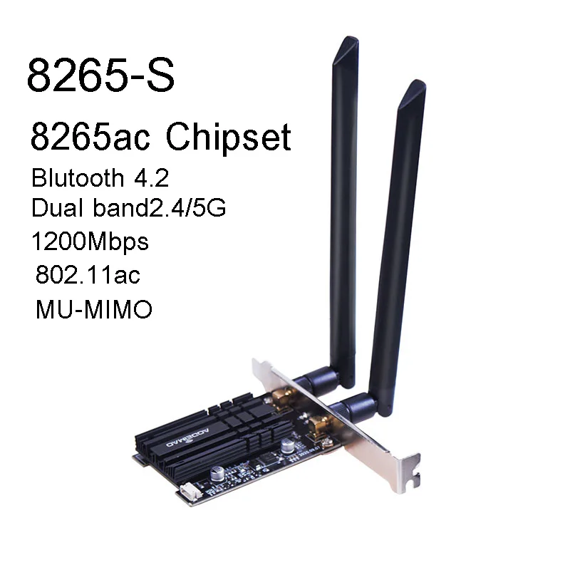 Dual band Intel 8265 PCI-e slot Wireless Wifi Adapter 2.4G/5Ghz Bluetooth 4.2 8265ac Wi-fi Card For PC