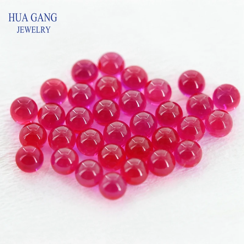 Synthetic Corundum 5# Round ball Ruby Perforated bead  Red for Jewelry Making