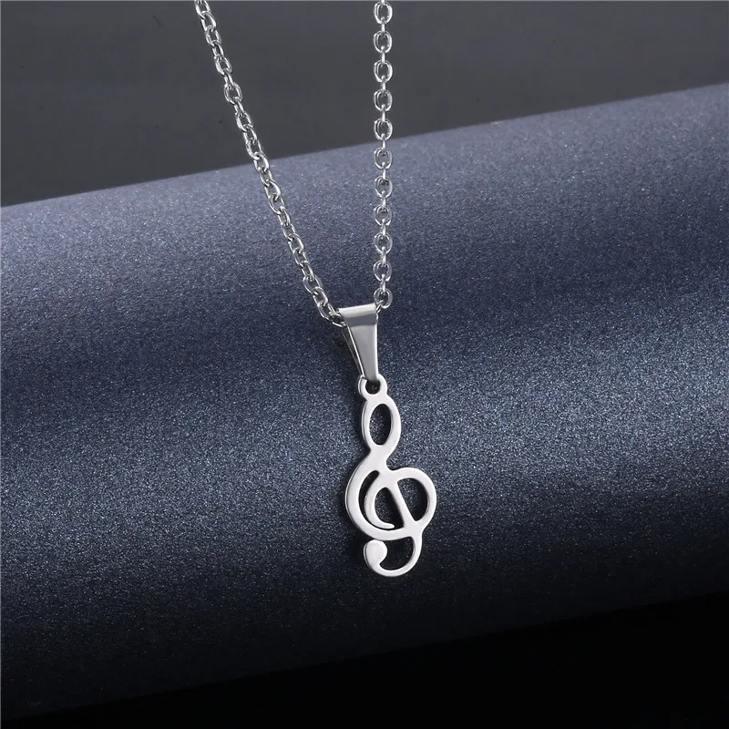 European And American Popular Creative Music Symbol Stainless Steel Pendant Necklace Female Trend Accessories