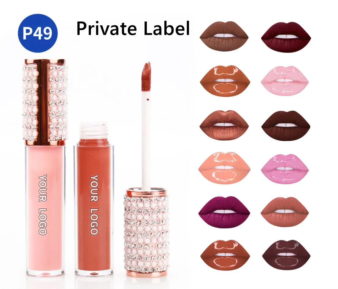 

50pcs Private Label Lip Gloss Wholesale Luxury Diamond Pearl Tube Lipgloss Bulk Custom Liquid Lipstick Supplies