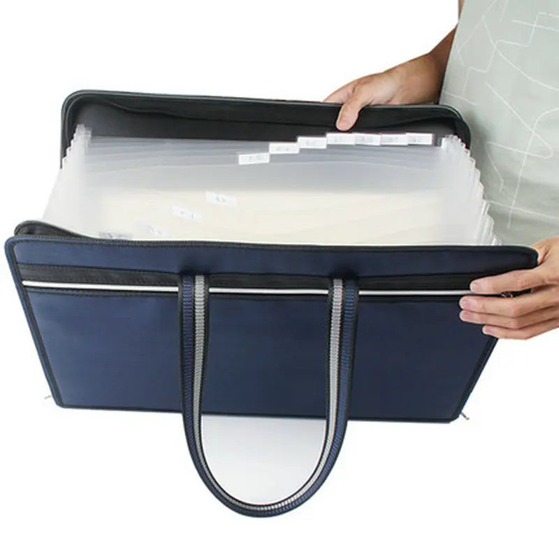 A3 Portable Document Bag 13 Layers Expanding File Folder Zipper Bag Art Drawing Document Storage Bag