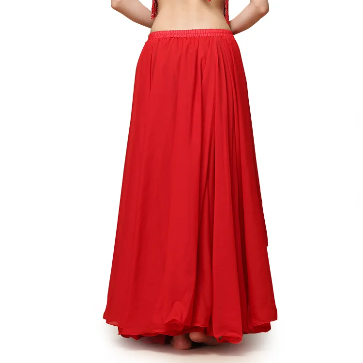 Red Belly Dance Long Skirt Oriental Dance Costume Skirs For Women Chiffon 720 Degree Bellydance Skirts