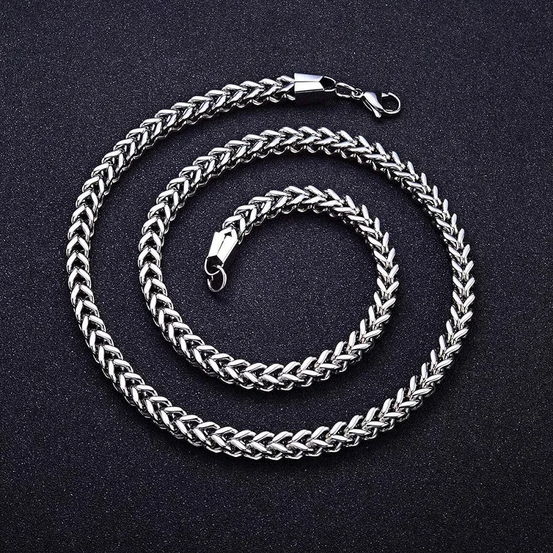 6mm Charm Trendy Mens Womens Chain Stainless Steel Necklace Foxtail Link Chains Curb Necklace Jewelry Gifts 24inch