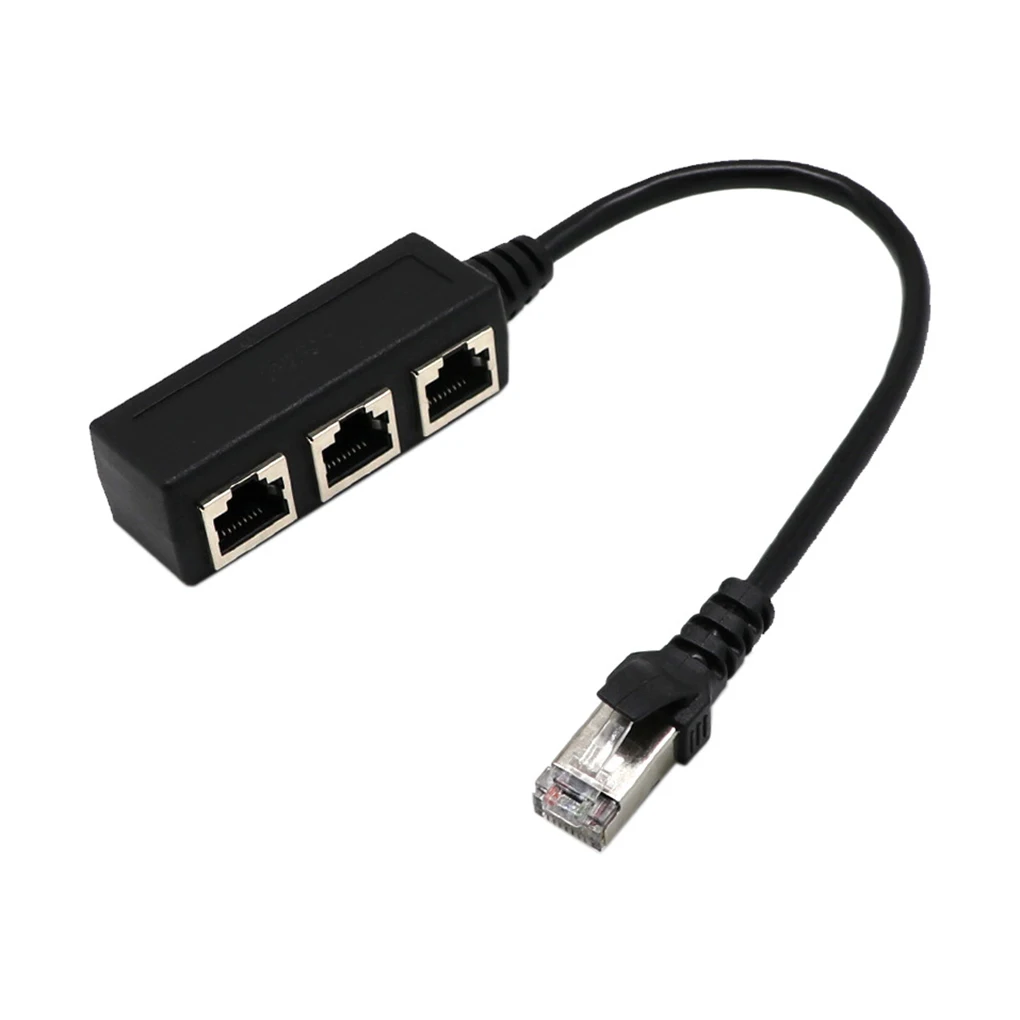 RJ45 1 to 3 Port Ethernet Adapter Lightweight Reusable LAN Splitters High Speed Cord Portable Plastic Network Cables