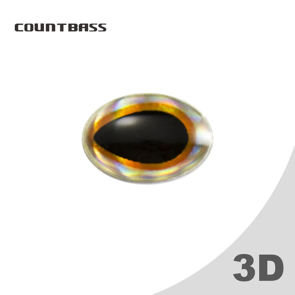 

50pcs COUNTBASS 6x5mm Oval 3D Holographic Fishing Lure Eyes, Gold Rims 3D Fish Lure Eyes