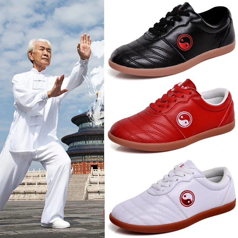 Hot Koop Zachte Koeienhuid Tai Chi Schoen Pees Goede Kwaliteit Zachte Bodem Praktijk Martial Art Schoenen