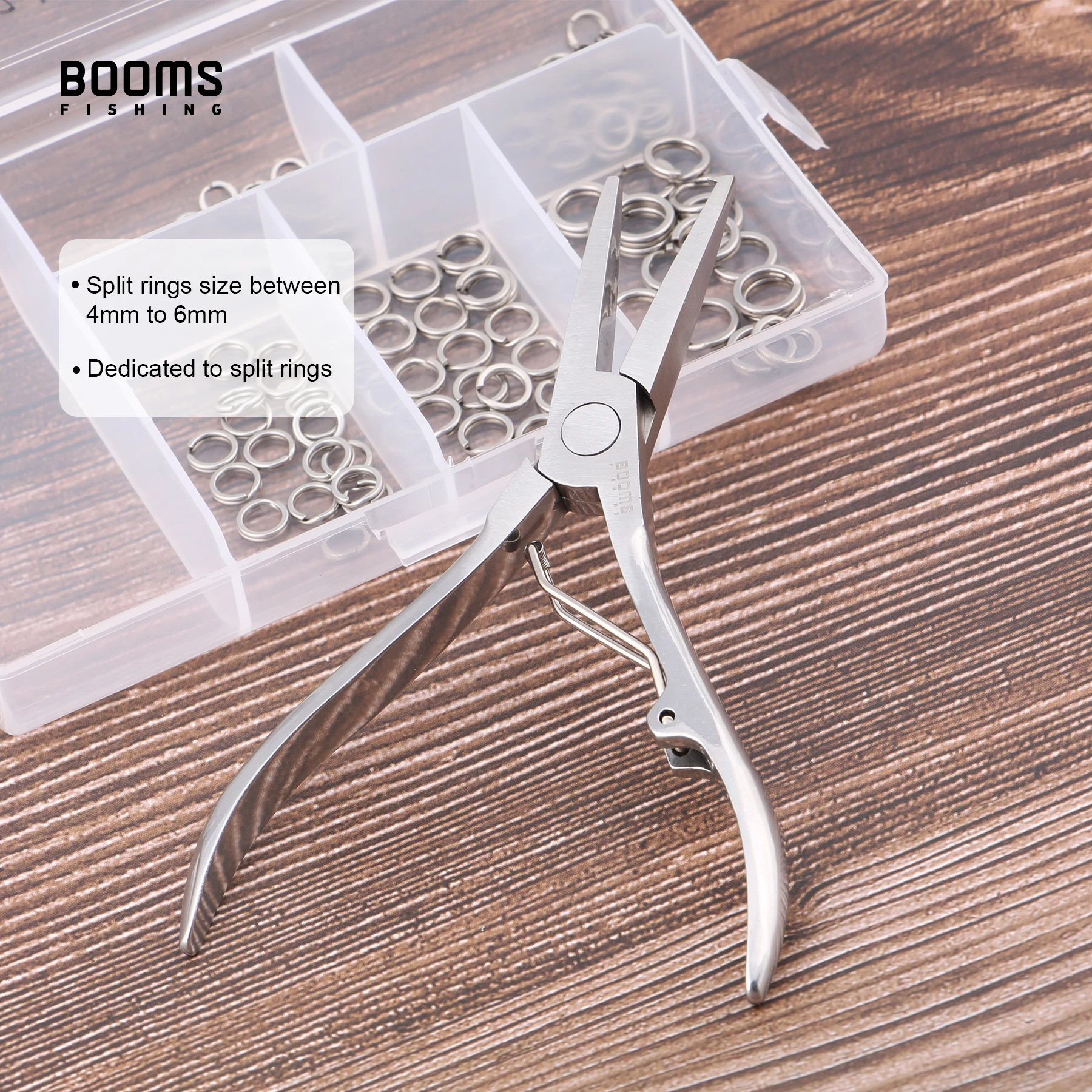 Booms Fishing SR4 Fishing Split Ring Pliers,Stainless Steel Texas Tackle Split Ring Pliers,Saltwater Resistant Fishing Tools